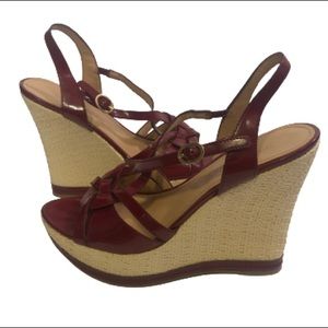Circa Joan & David Strappy Canvas Wedges 6.5 Medium